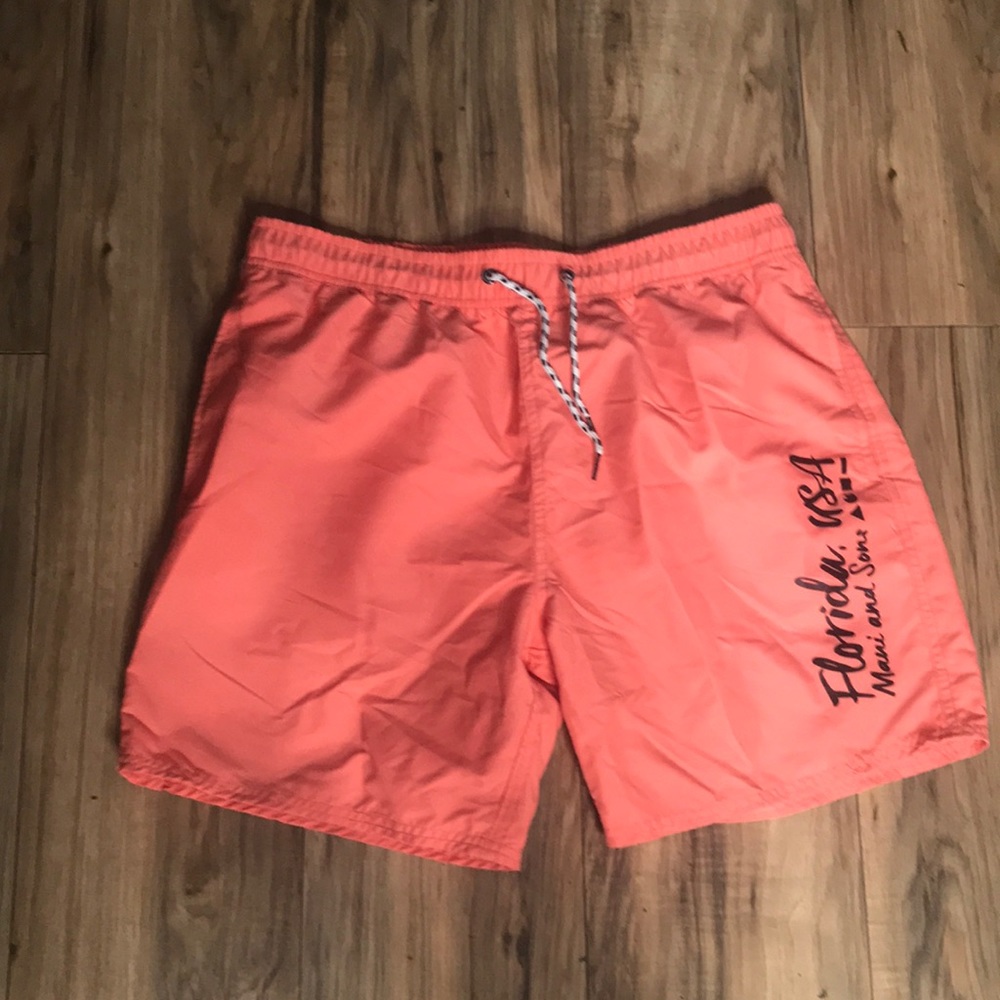 Maui and Sons orange peach swimwear trunk shorts size large